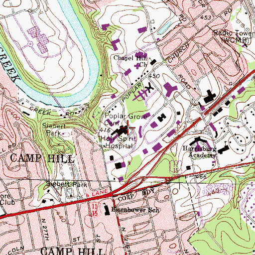 Topographic Map of Holy Spirit Hospital, PA