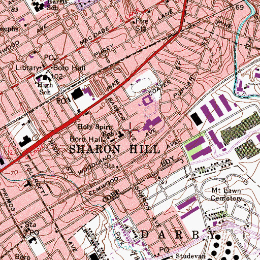 Topographic Map of Holy Spirit School, PA