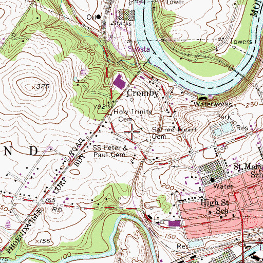 Topographic Map of Holy Trinity Cemetery, PA