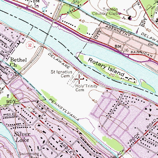 Topographic Map of Holy Trinity Cemetery, PA