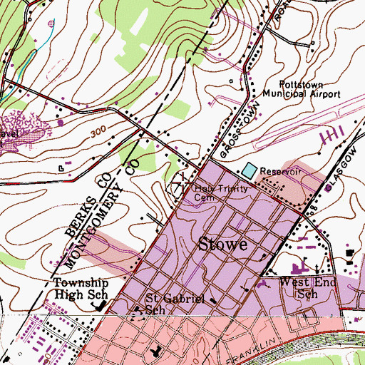 Topographic Map of Holy Trinity Cemetery, PA