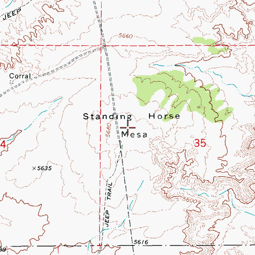 Topographic Map of Standing Horse Mesa, AZ