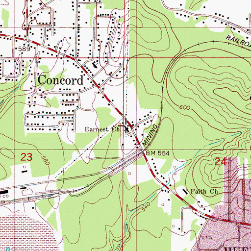 Topographic Map of Earnest United Methodist Church, AL