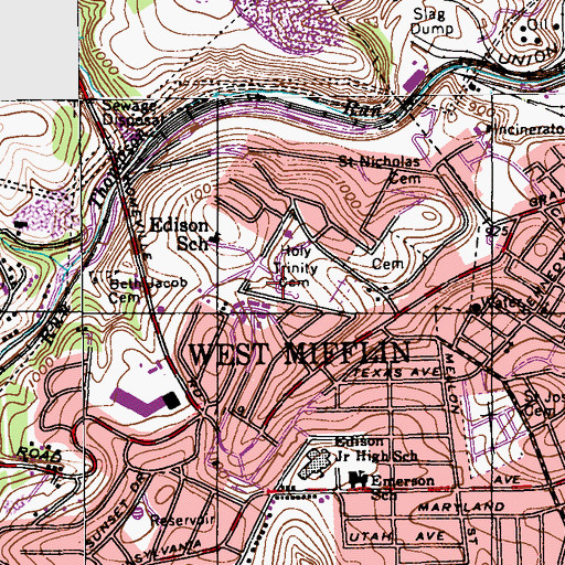 Topographic Map of Holy Trinity Cemetery, PA