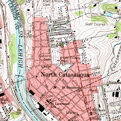 Topographic Map of Holy Trinity Cemetery, PA