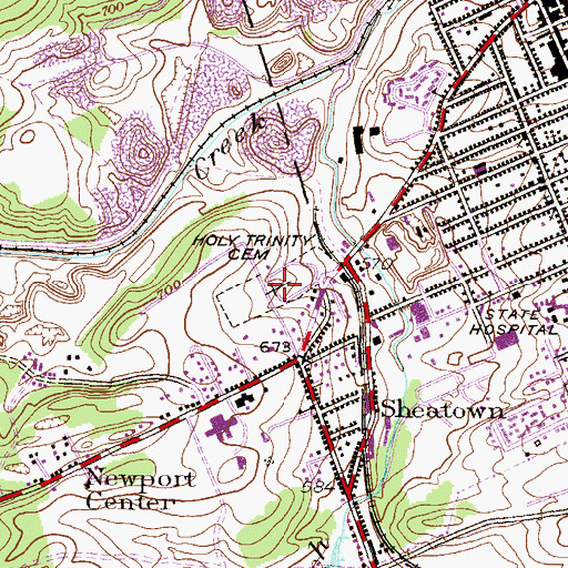 Topographic Map of Holy Trinity Cemetery, PA