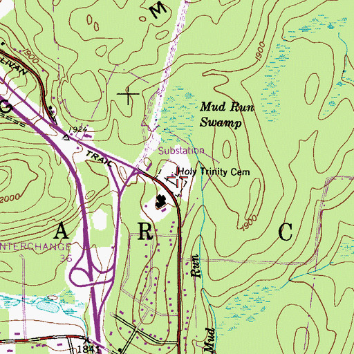 Topographic Map of Holy Trinity Cemetery, PA