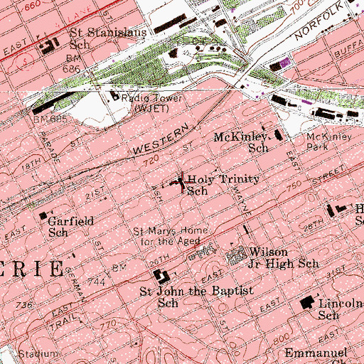 Topographic Map of Holy Trinity School, PA