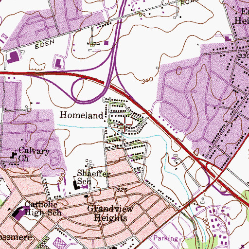 Topographic Map of Homeland, PA