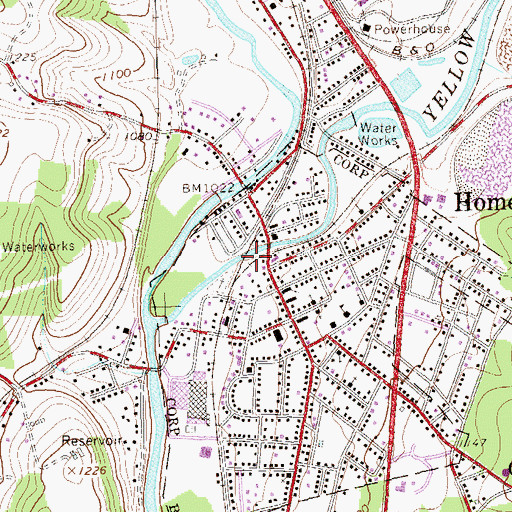 Topographic Map of Homer City, PA
