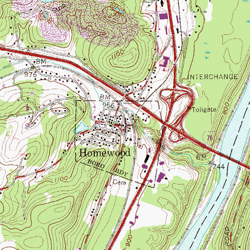 Topographic Map of Homewood, PA
