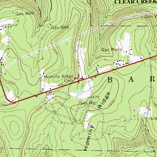 Topographic Map of Hominy Ridge Cemetery, PA