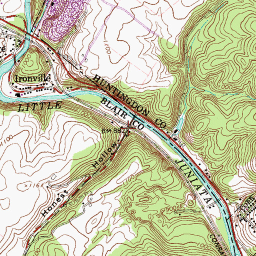 Topographic Map of Honest Hollow, PA