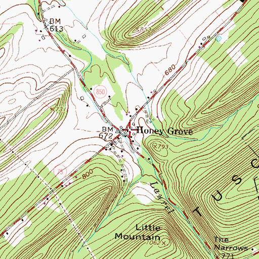 Topographic Map of Honey Grove, PA