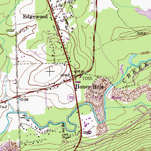 Topographic Map of Honey Hole, PA
