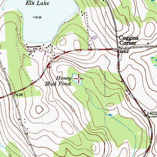 Topographic Map of Honey Mud Pond, PA