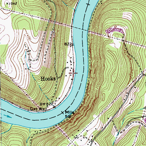 Topographic Map of Hooks, PA