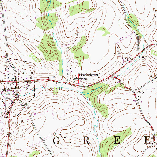 Topographic Map of Hookstown Cemetery, PA
