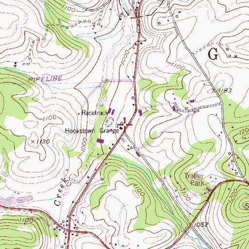 Topographic Map of Hookstown Grange, PA