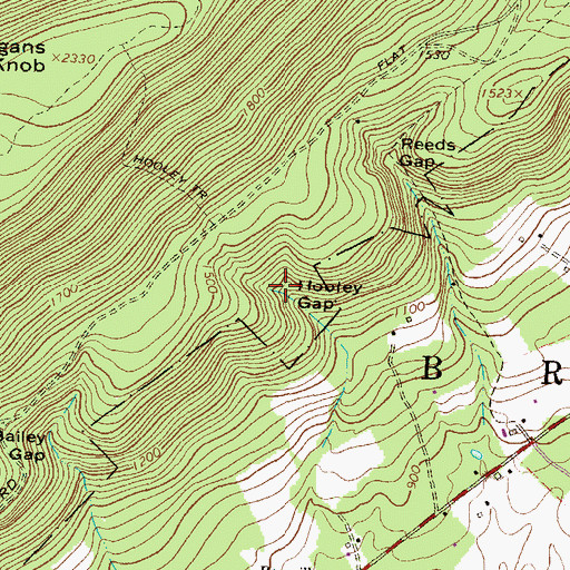 Topographic Map of Hooley Gap, PA