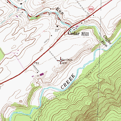 Topographic Map of Hooleys Cemetery, PA