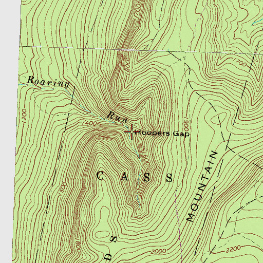 Topographic Map of Hoopers Gap, PA