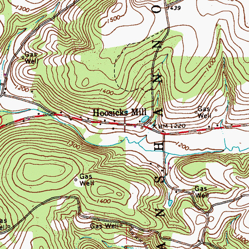 Topographic Map of Hoosicks Mill, PA