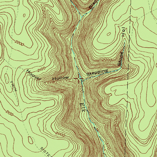 Topographic Map of Hoover Hollow, PA