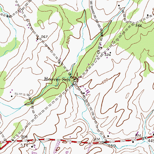 Topographic Map of Hoover School, PA
