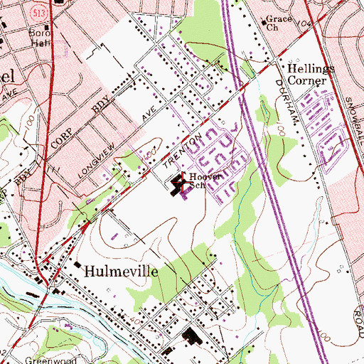 Topographic Map of Hoover School, PA