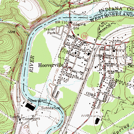 Topographic Map of Hooverville, PA