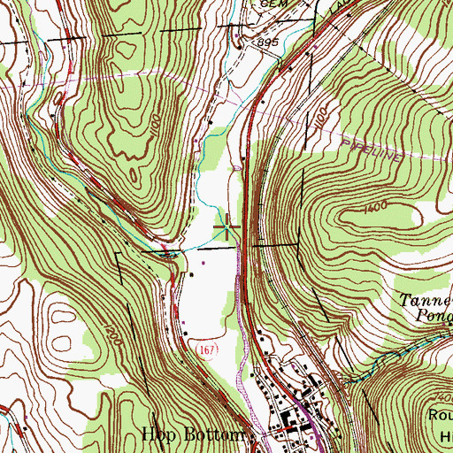 Topographic Map of Hop Bottom Creek, PA