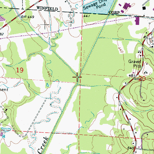 Topographic Map of East Branch Luxapallila Creek, AL