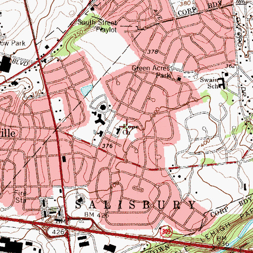 Topographic Map of Hope Church, PA