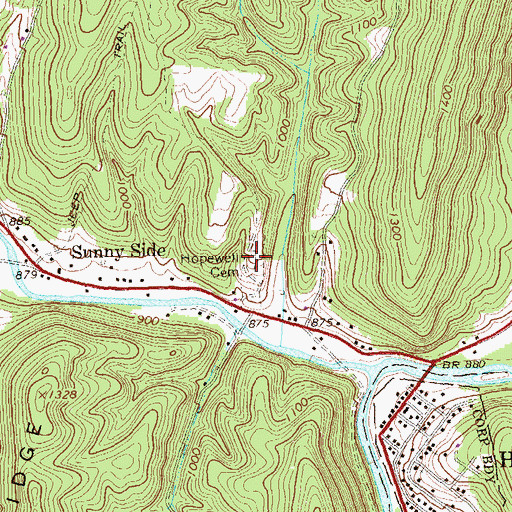 Topographic Map of Hopewell Cemetery, PA