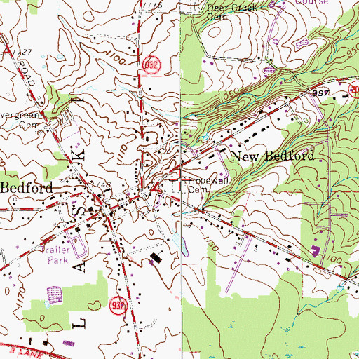 Topographic Map of Hopewell Cemetery, PA