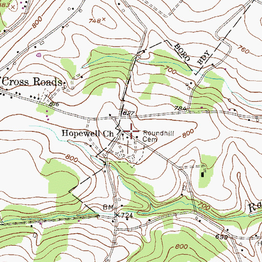 Topographic Map of Hopewell Church, PA