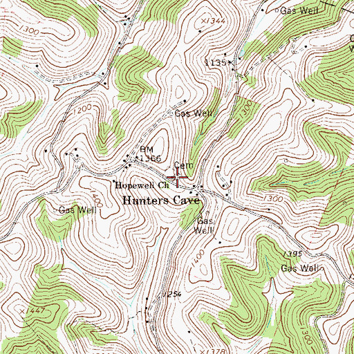 Topographic Map of Hopewell Church, PA