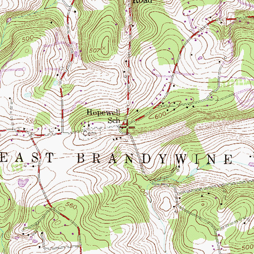 Topographic Map of Hopewell School, PA