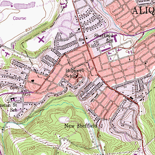 Topographic Map of Hopewell School, PA