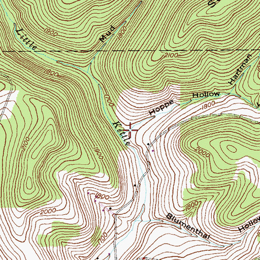 Topographic Map of Hoppe Hollow, PA