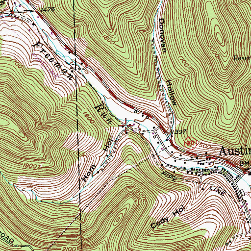Topographic Map of Horn Hollow, PA