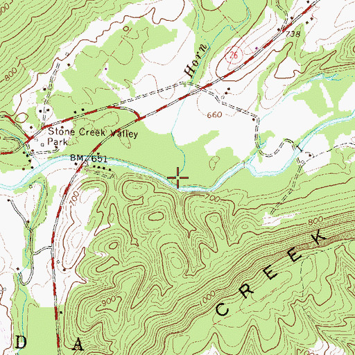 Topographic Map of Horn Run, PA