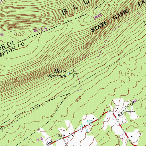 Topographic Map of Horn Springs, PA