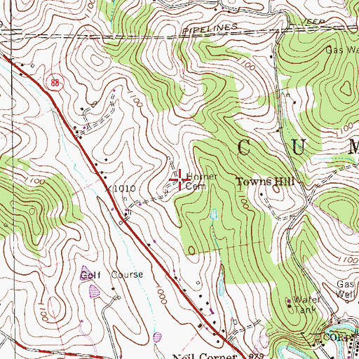 Topographic Map of Horner Cemetery, PA