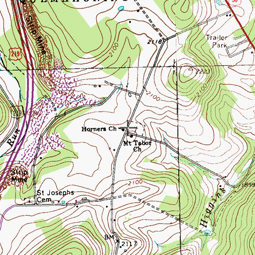 Topographic Map of Horners Church, PA