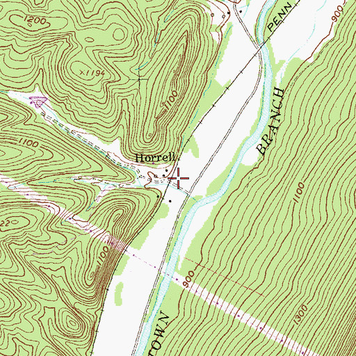 Topographic Map of Horrell, PA