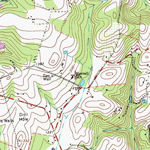 Topographic Map of Horrell School, PA