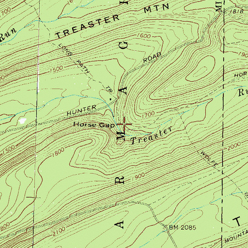 Topographic Map of Horse Gap, PA