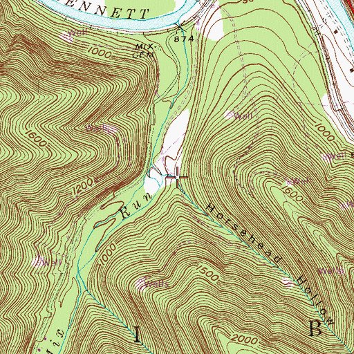 Topographic Map of Horsehead Hollow, PA